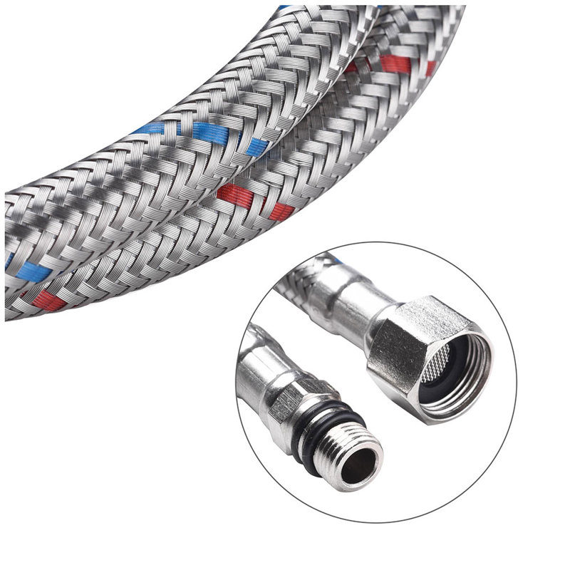 Aquaterior 28" Long Braided Faucet Connector Supply Hoses 3/8" Female